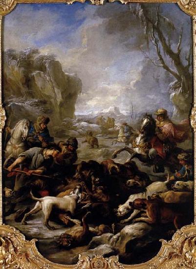 Loo, Louis-Michel van Bear Hunt oil painting picture